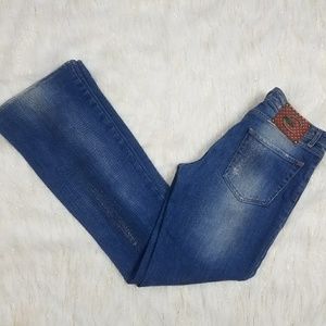 Cavalli Jeans Boot Cut Silver Glitter Size 28